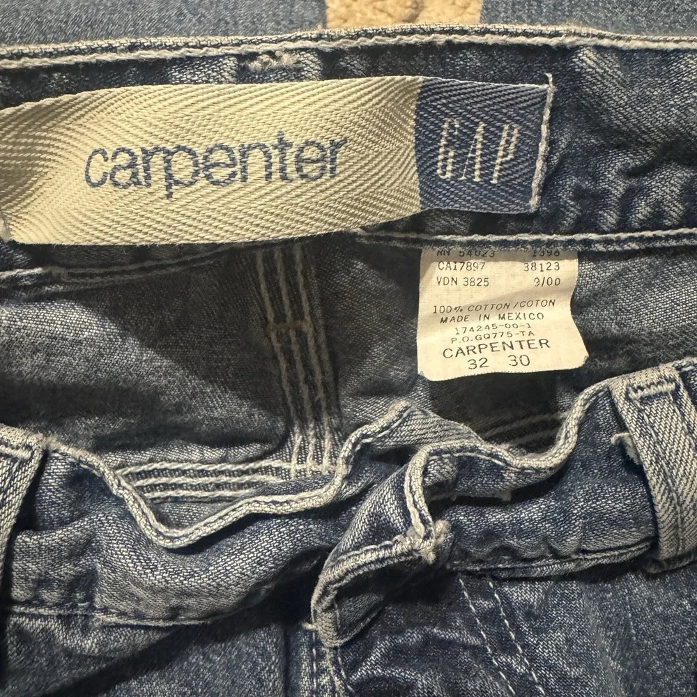 Vintage GAP Worker Jeans Mens 32 X 30 2000 Denim Carpenter Hammer Loop Skate Y2K